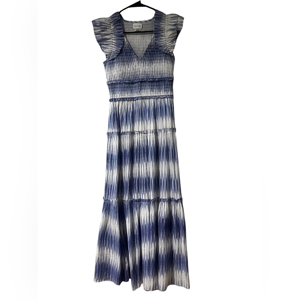 SAYLOR Creme and Blue Kalin Maxi Dress